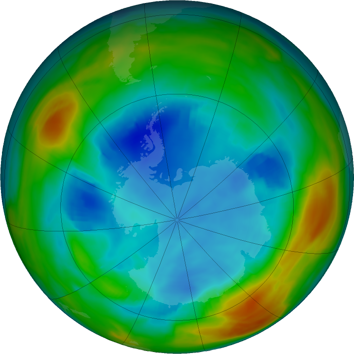 Antarctic ozone map for 07 August 2017